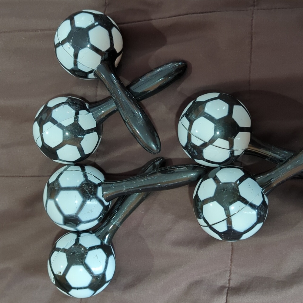 Soccer Ball Party Favors - 6 Black and White Maracas